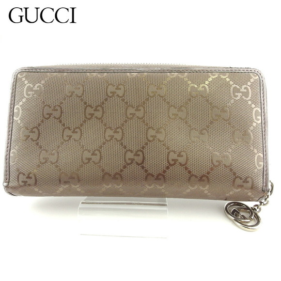 Gucci Leather Zip Wallet Imprime long GG gray - Picture 1 of 6